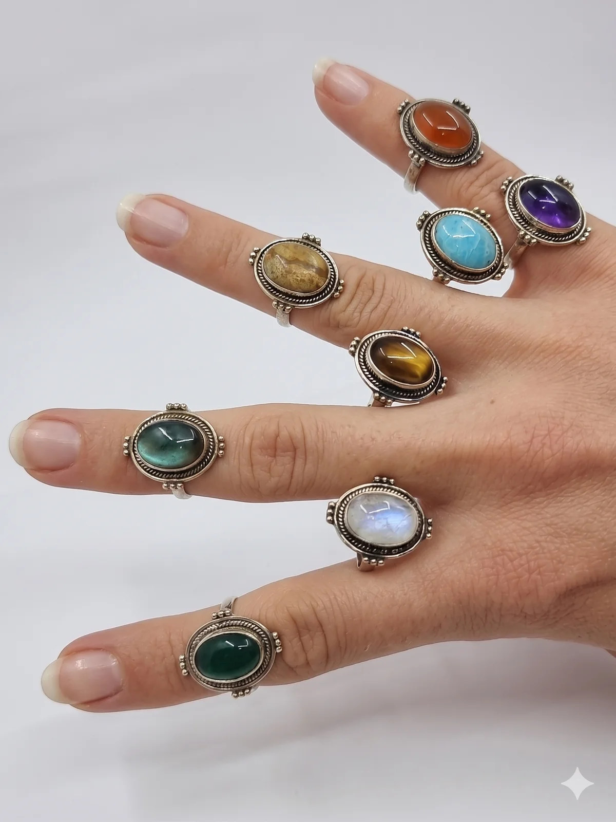 Sterling Silver Oval Gemstone Ring