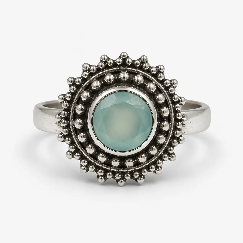 Sterling Silver Sunburst Gemstone Ring