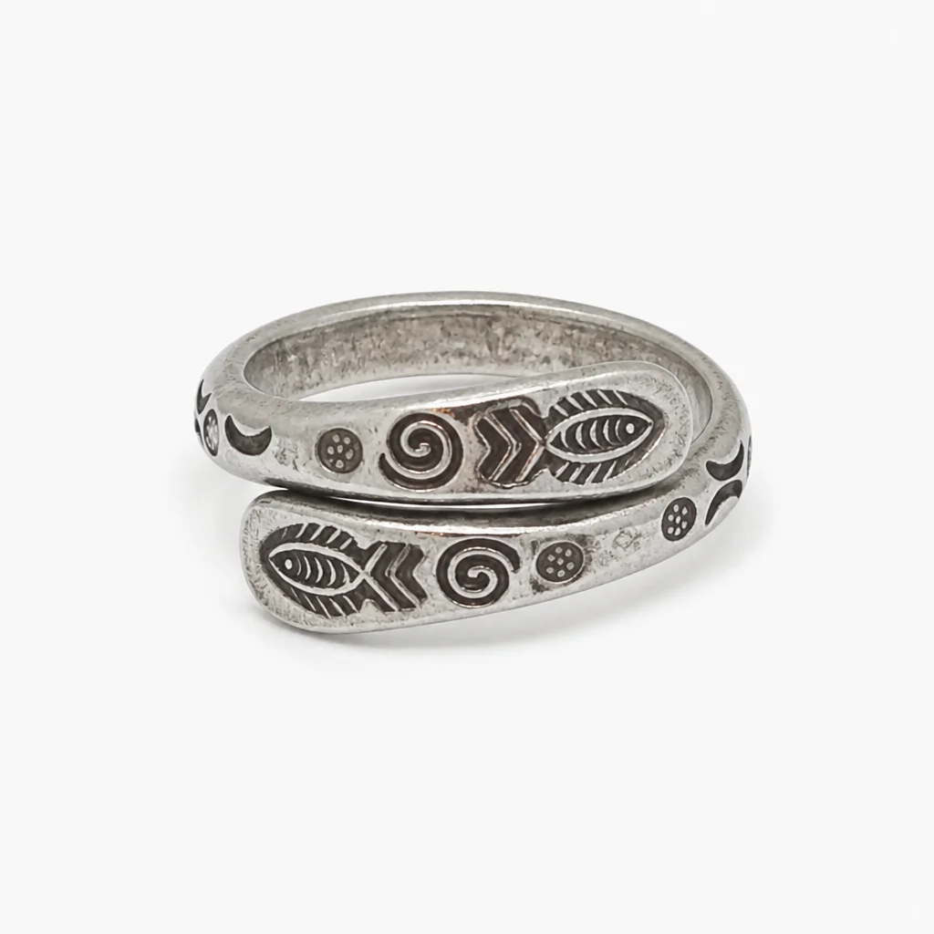 Sterling Silver Fish Motif Wrap Ring