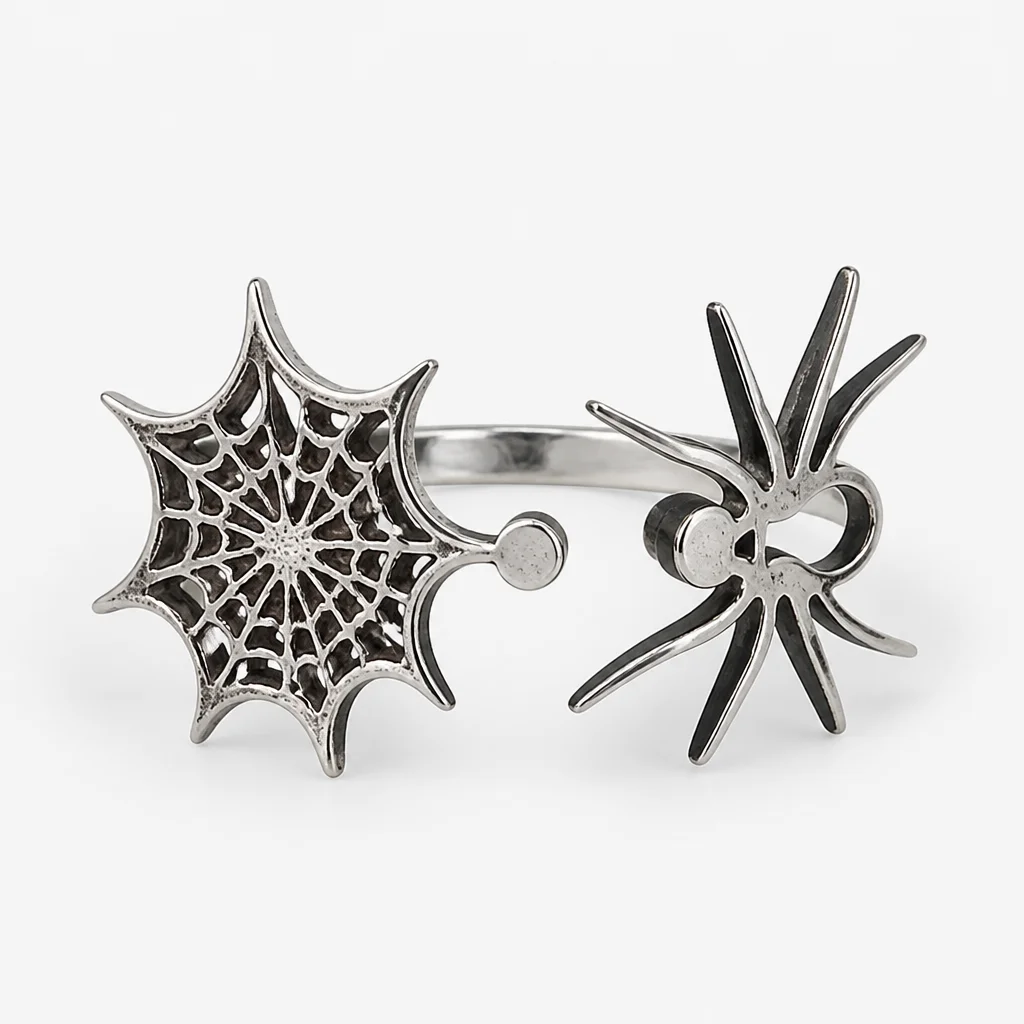 Sterling Silver Spider and Web Ring
